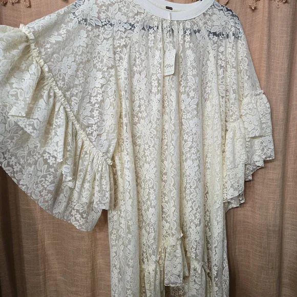 Free People Brielle Maxi Cream Lace Top - Picture 7 of 8